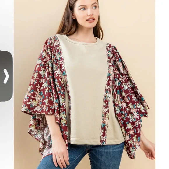 Oddi Floral Sleeve Top NWT - Picture 4 of 7